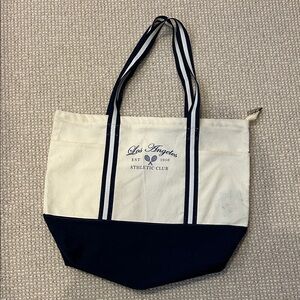 Nordstrom Navy and Cream Tote Bag